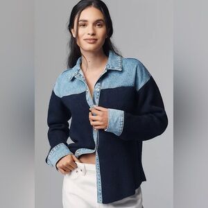 Pilcro Mixed Denim Sweater